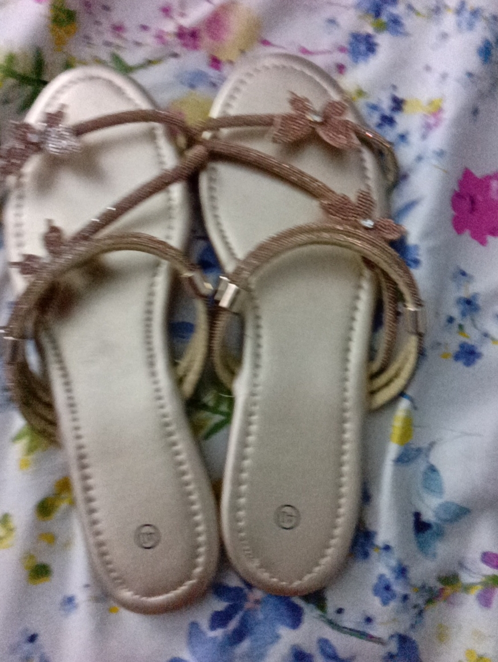 Women’s Metallic Rose Gold Butterfly Strap Sandals